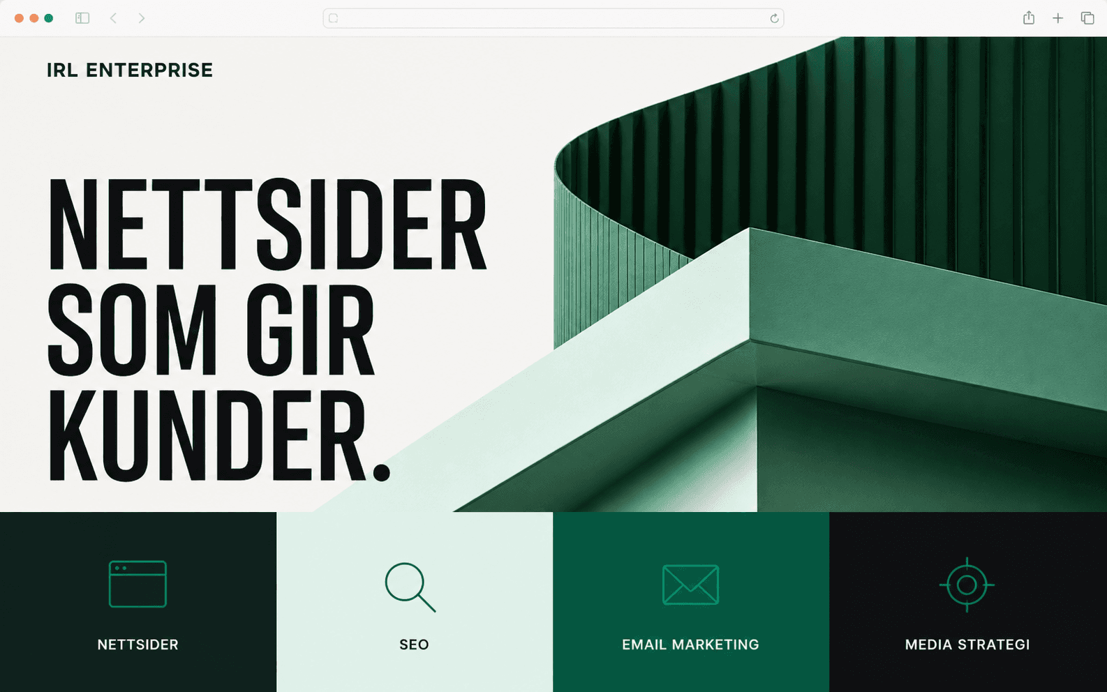 Et nettsidekonsept utviklet for IRL Enterprise